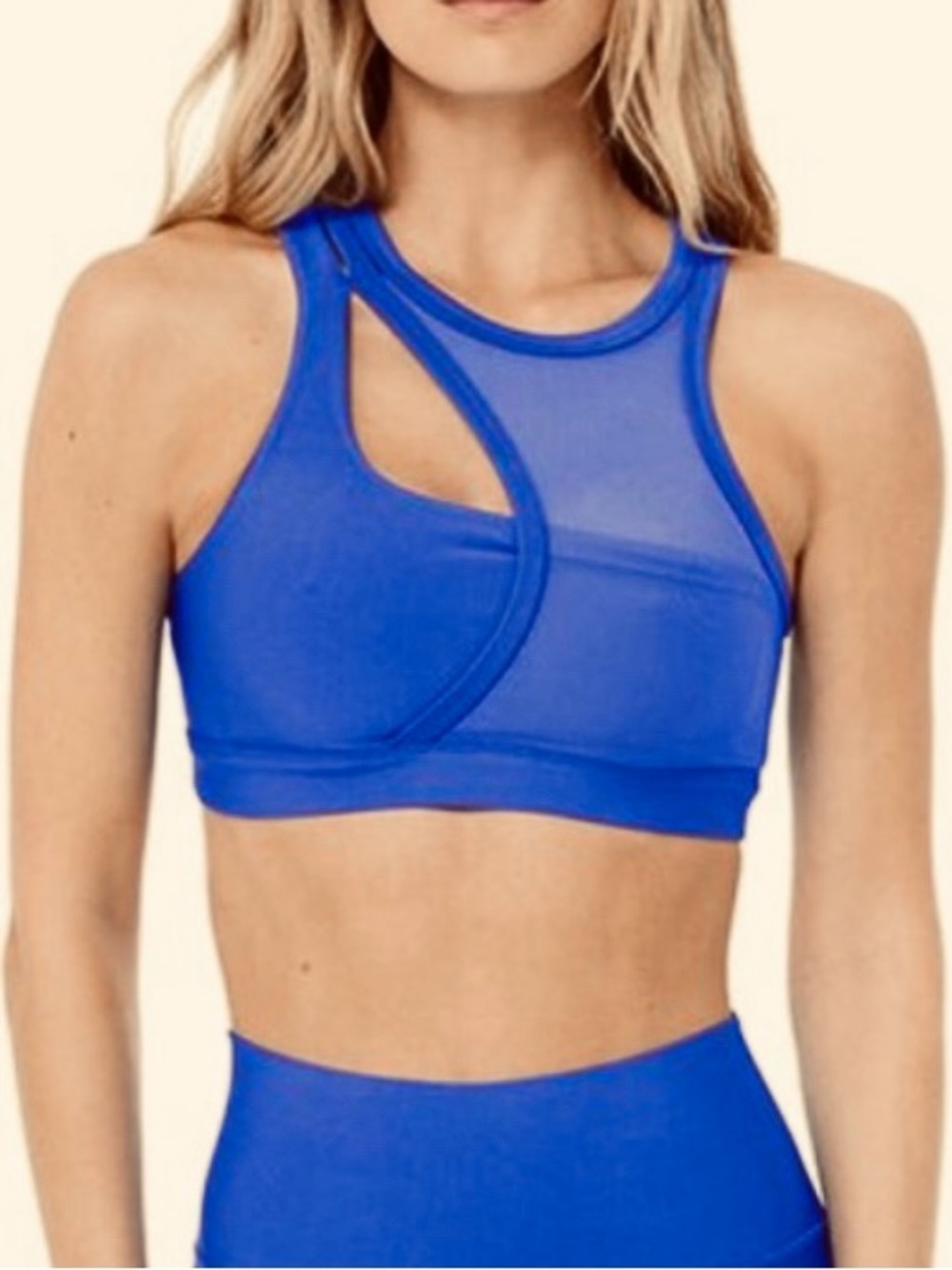 Alo Yoga Airlift Crescent Bra Women’s Mesh Sports Bra in Alo Blue Size XS
